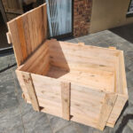 Wooden Shipping Crate with Lid open