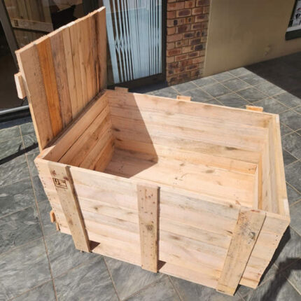 Wooden Shipping Crate with Lid open